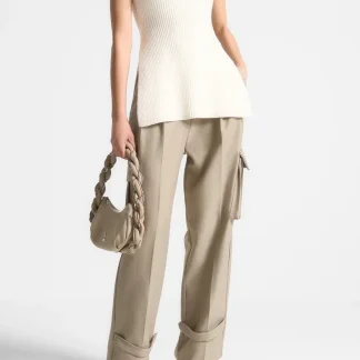 Rib Knit Longline Bandeau Top - Off White