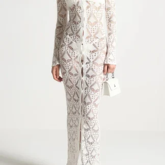Knit Longline Cover Up Cardigan - Off White