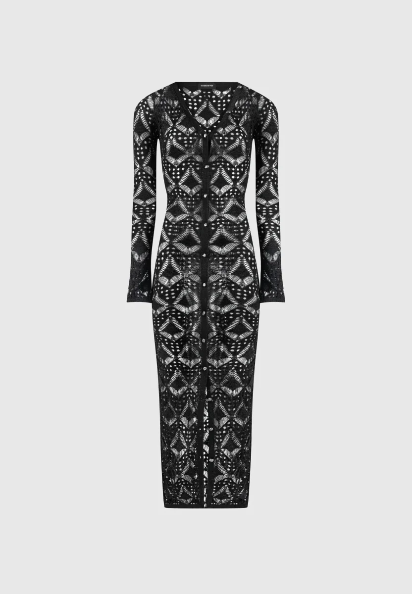 Knit Longline Cover Up Cardigan - Black - Image 7