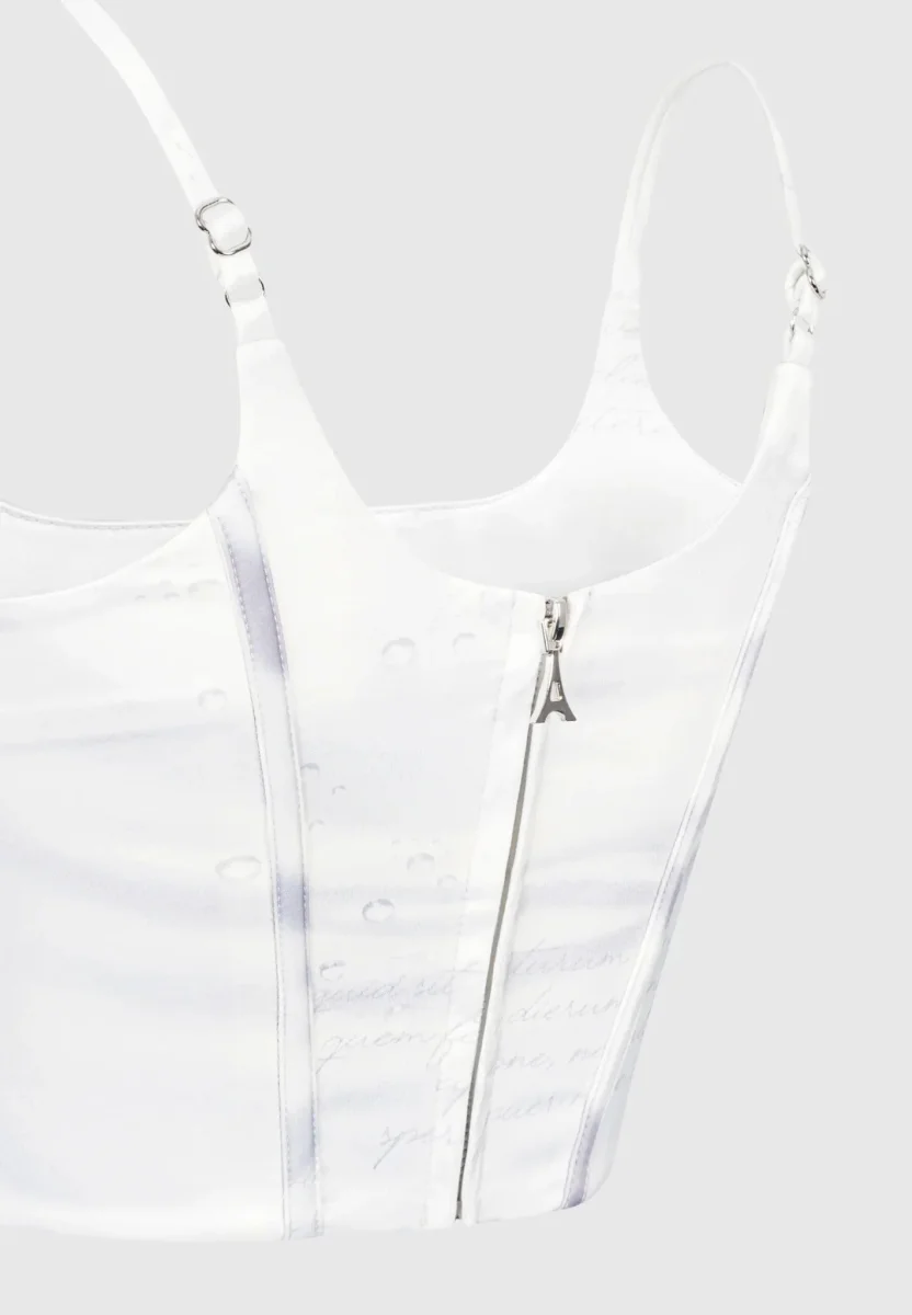 Satin Renaissance Body Print Corset Top - Off White - Image 7