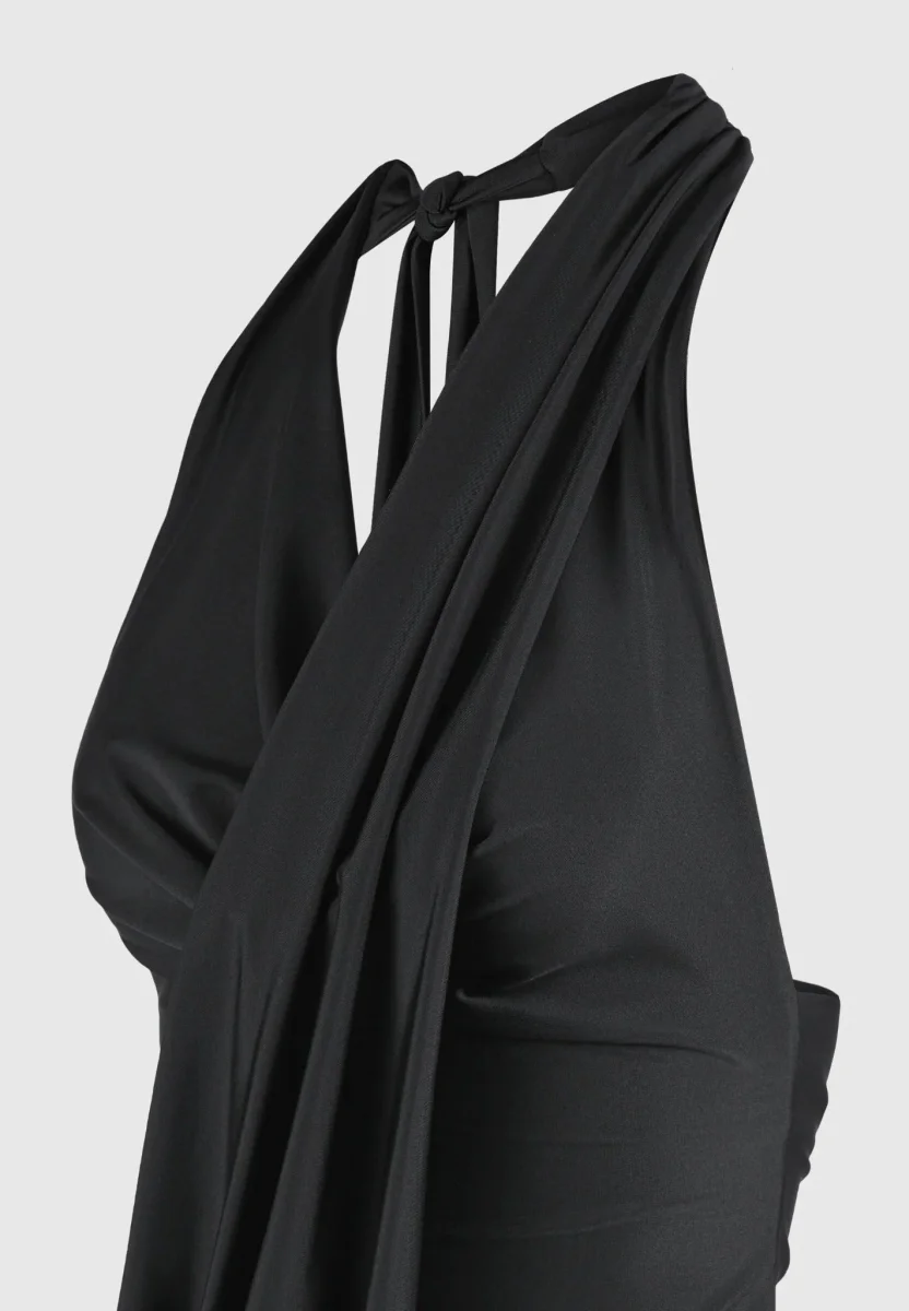 Draped Halterneck Top - Black - Image 8