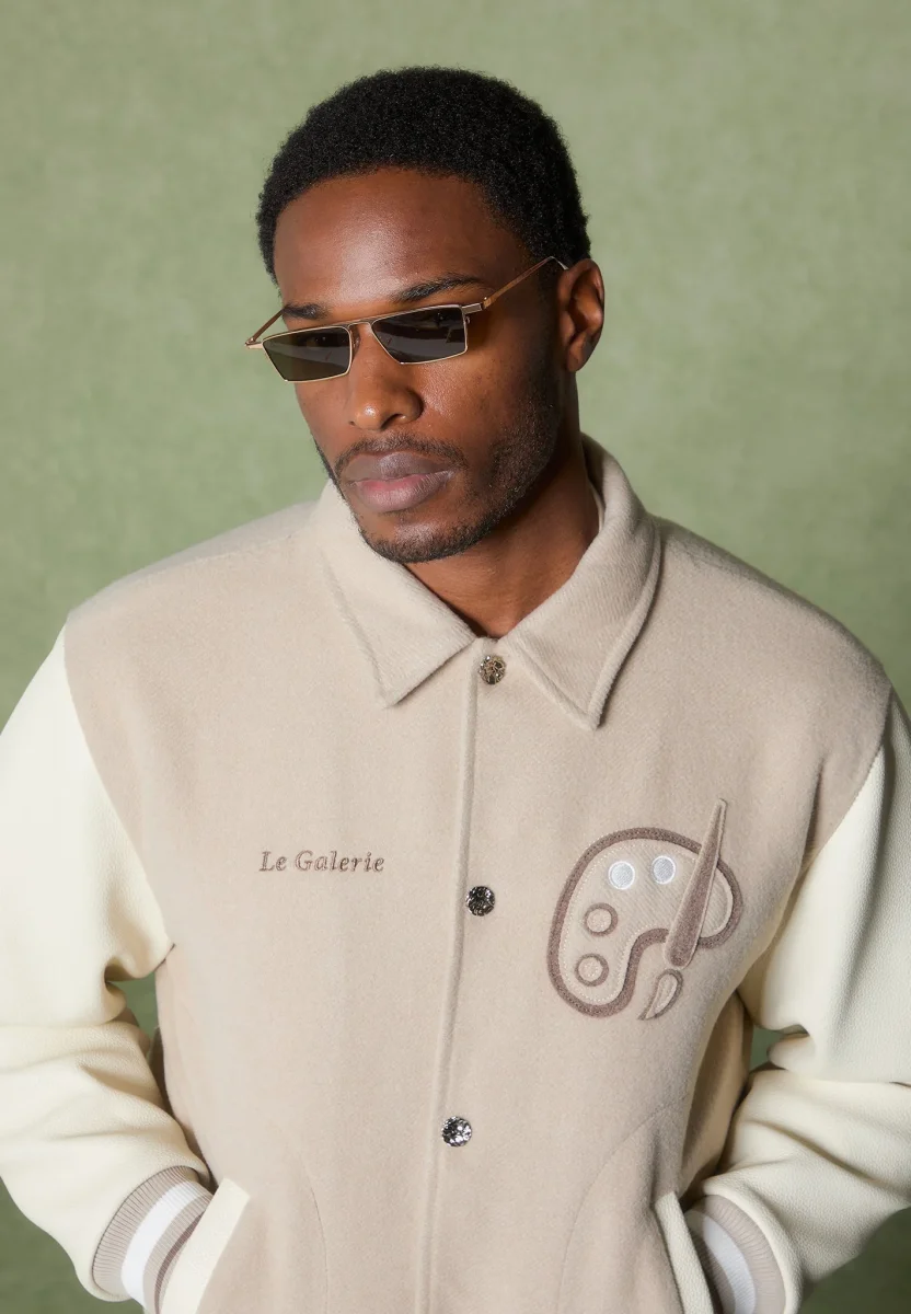 Le Galerie - Wool-Blend Varsity Jacket - Beige - Image 9