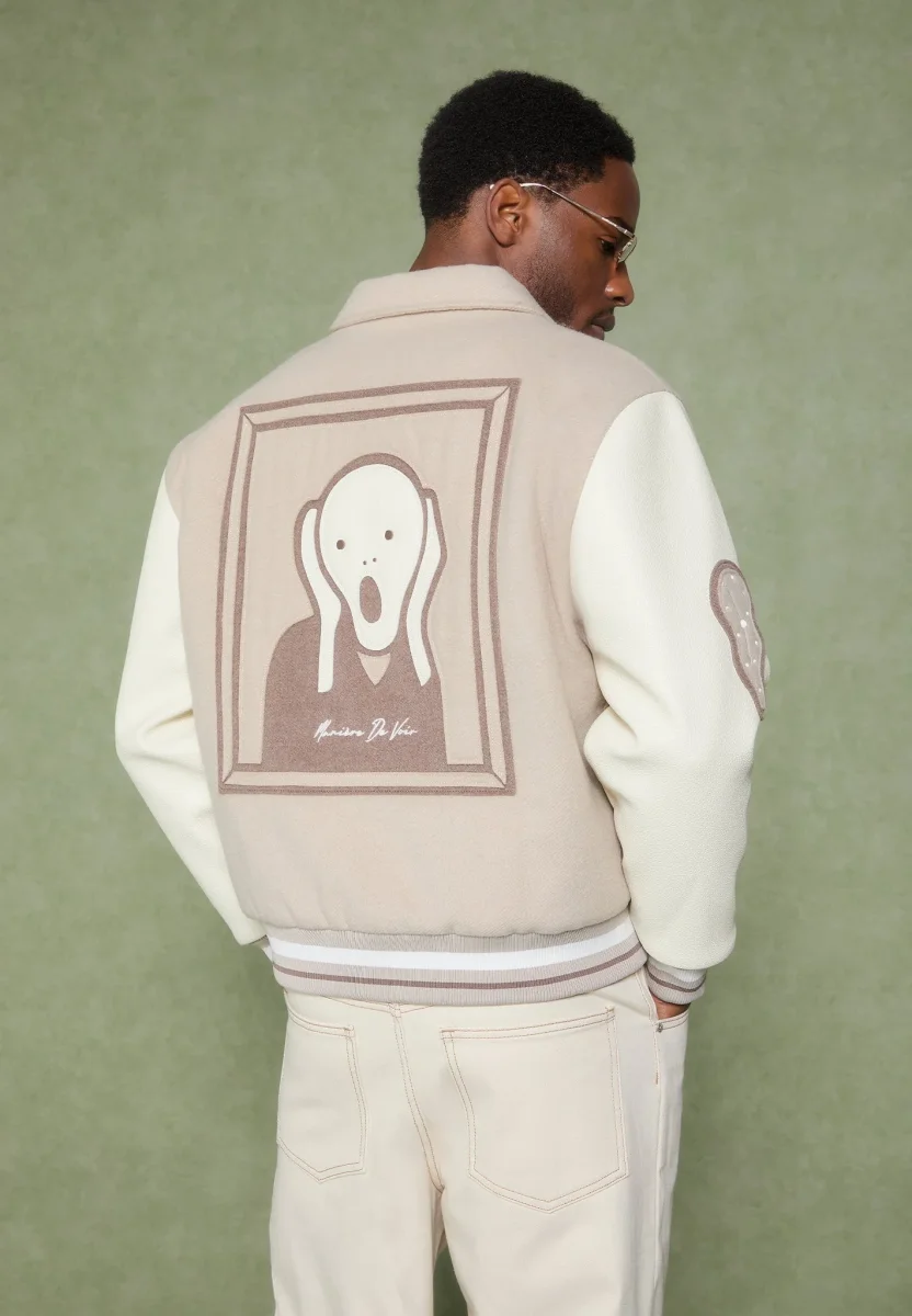 Le Galerie - Wool-Blend Varsity Jacket - Beige - Image 4