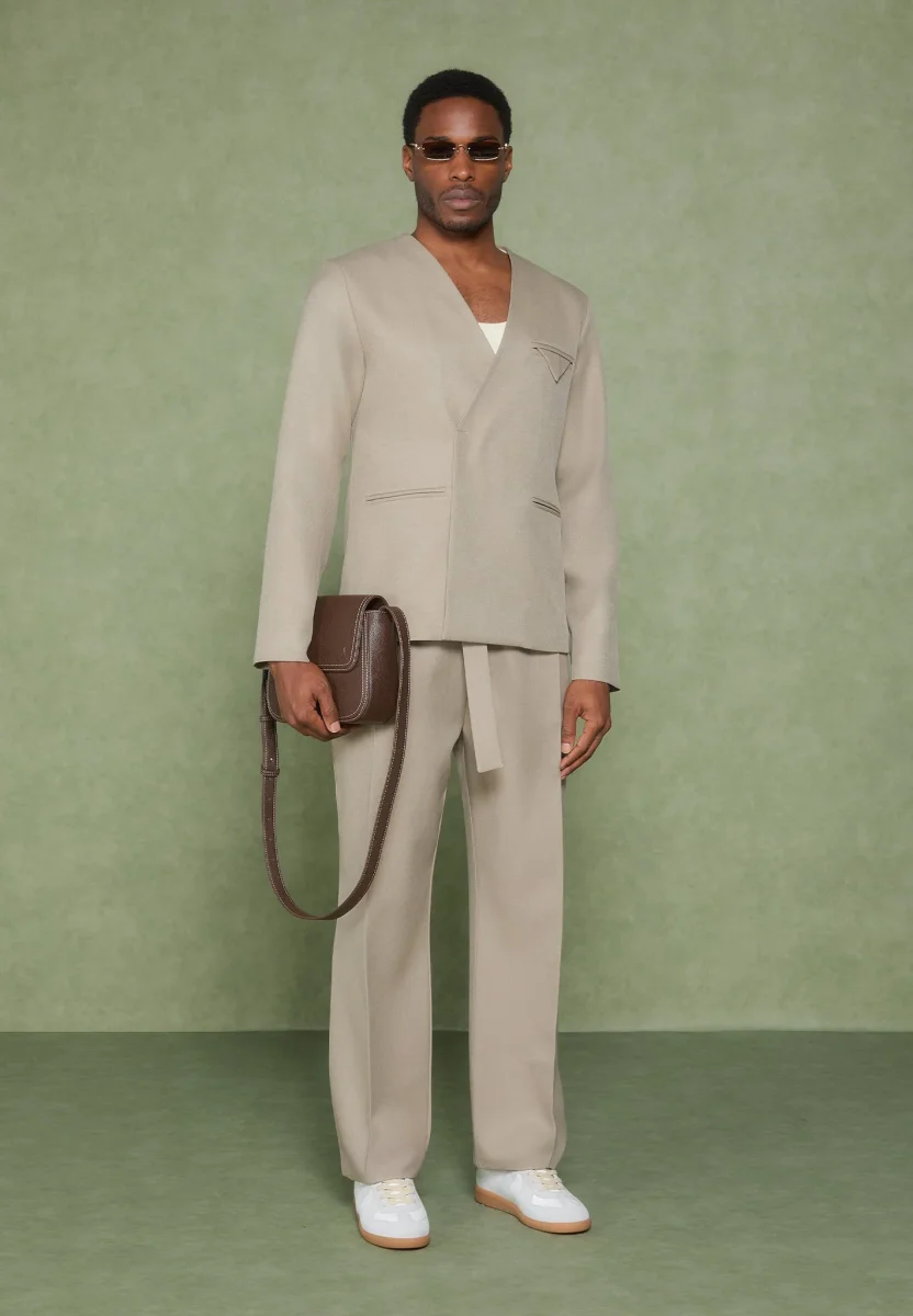 Louis - Relaxed Fit Belted Tailored Pants - Beige - Image 7