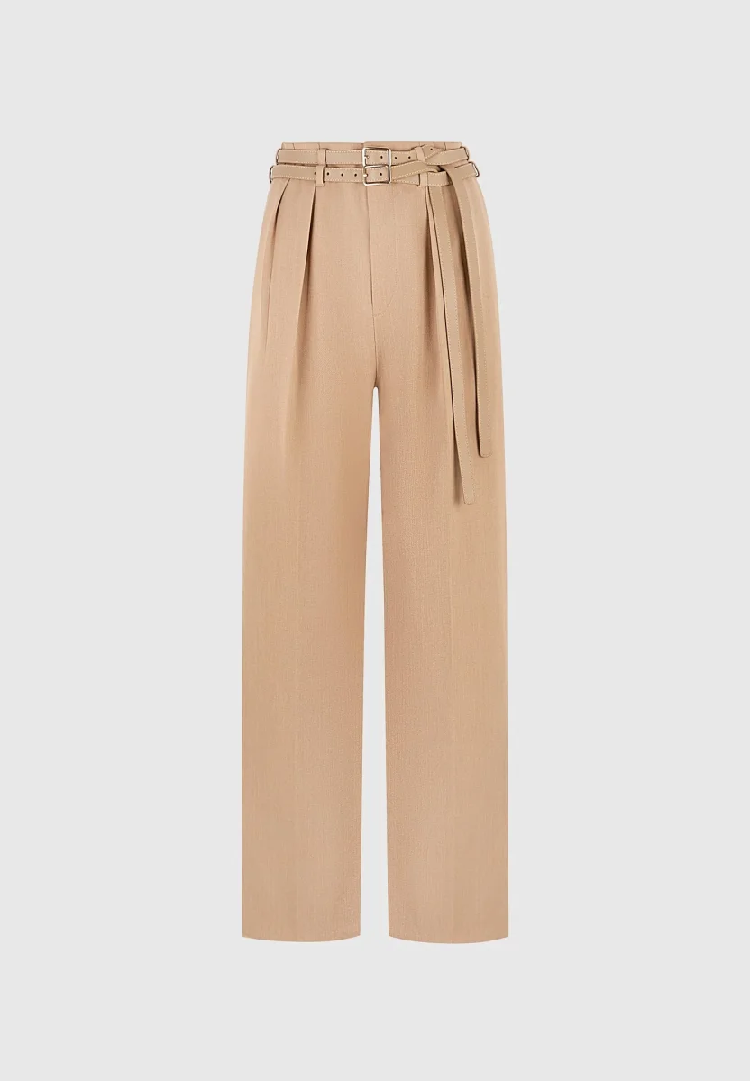 Pascale - Tailored Twin Belt Pants - Dark Beige - Image 8