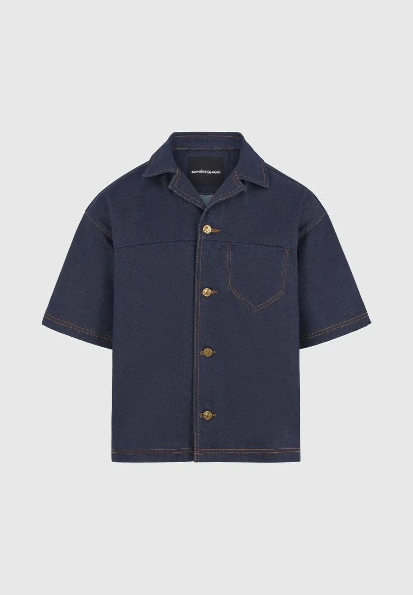 Carl - Boxy Denim Revere Shirt - Indigo - Image 6