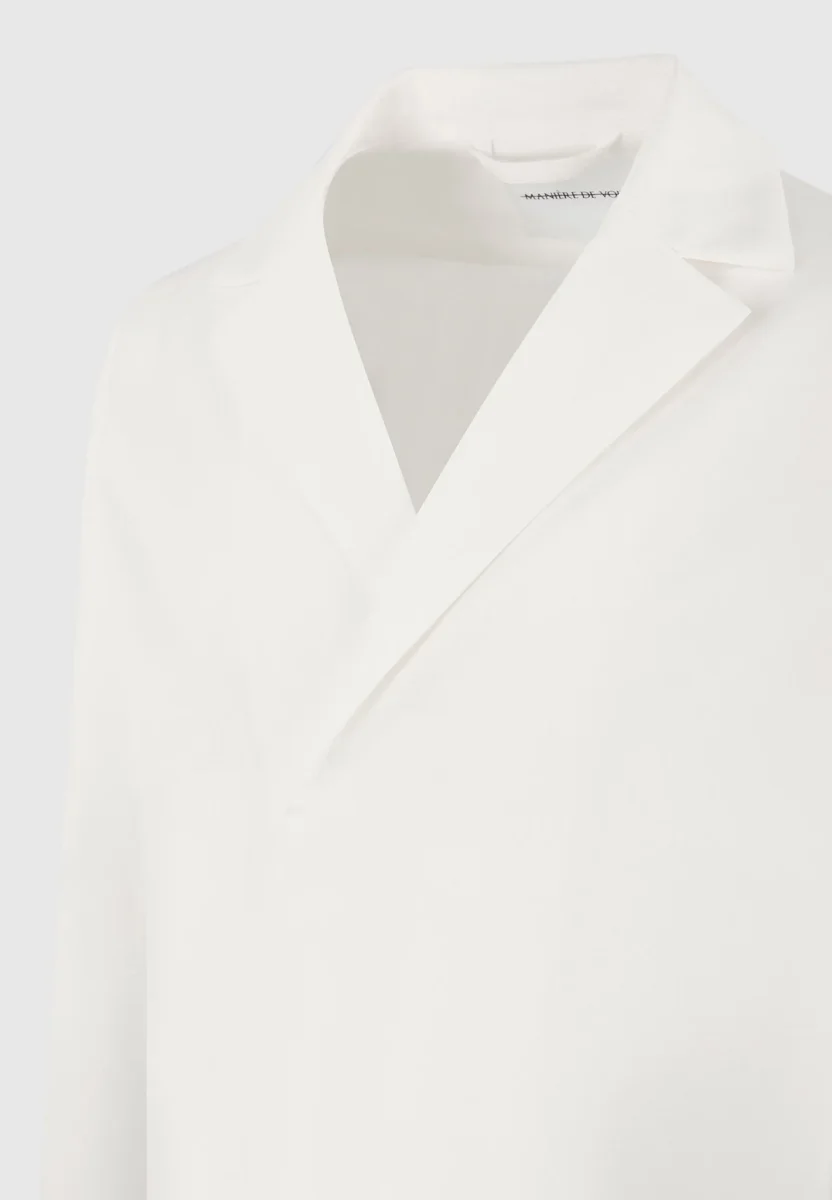 Alban - Satin Double Breasted Shirt - White - Image 7