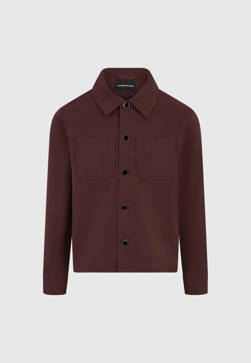 Benoit - Twill Pocket Cropped Shirt - Wine Red - Image 9