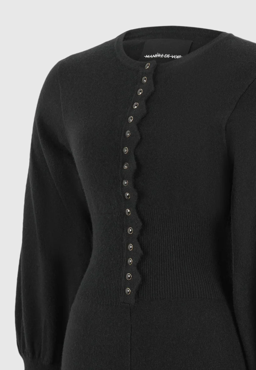Michele - Knitted Scallop Hem Playsuit - Black - Image 8