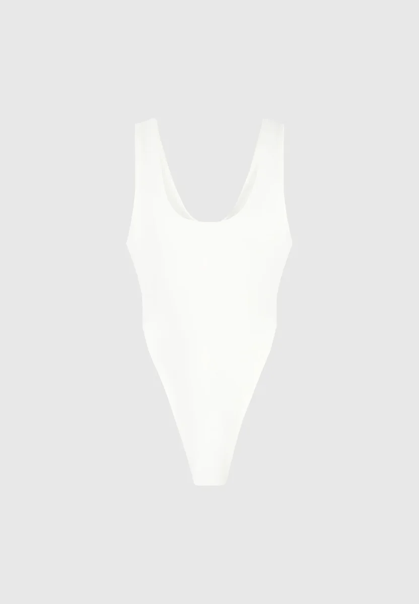 Manon - Double Layer High Leg Bodysuit - Off White - Image 6