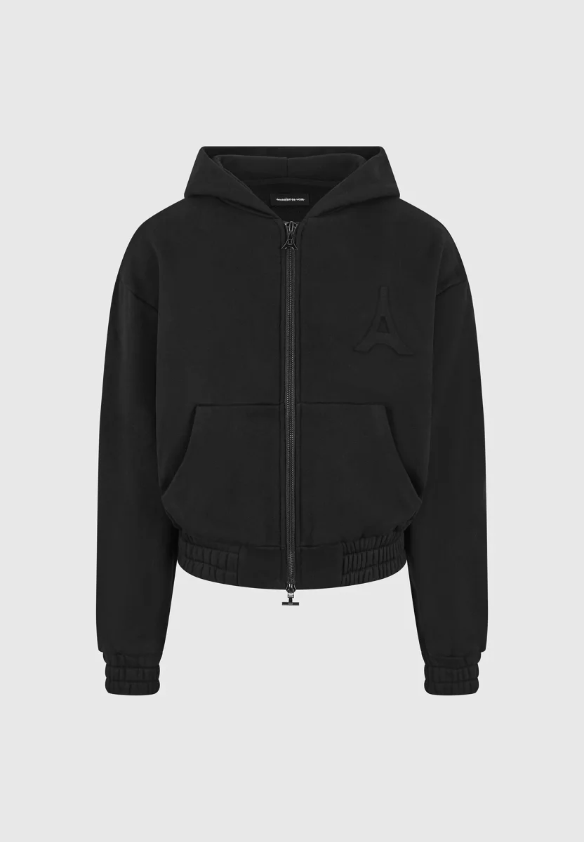 JS006 - Embossed Zip Hoodie - Black - Image 6