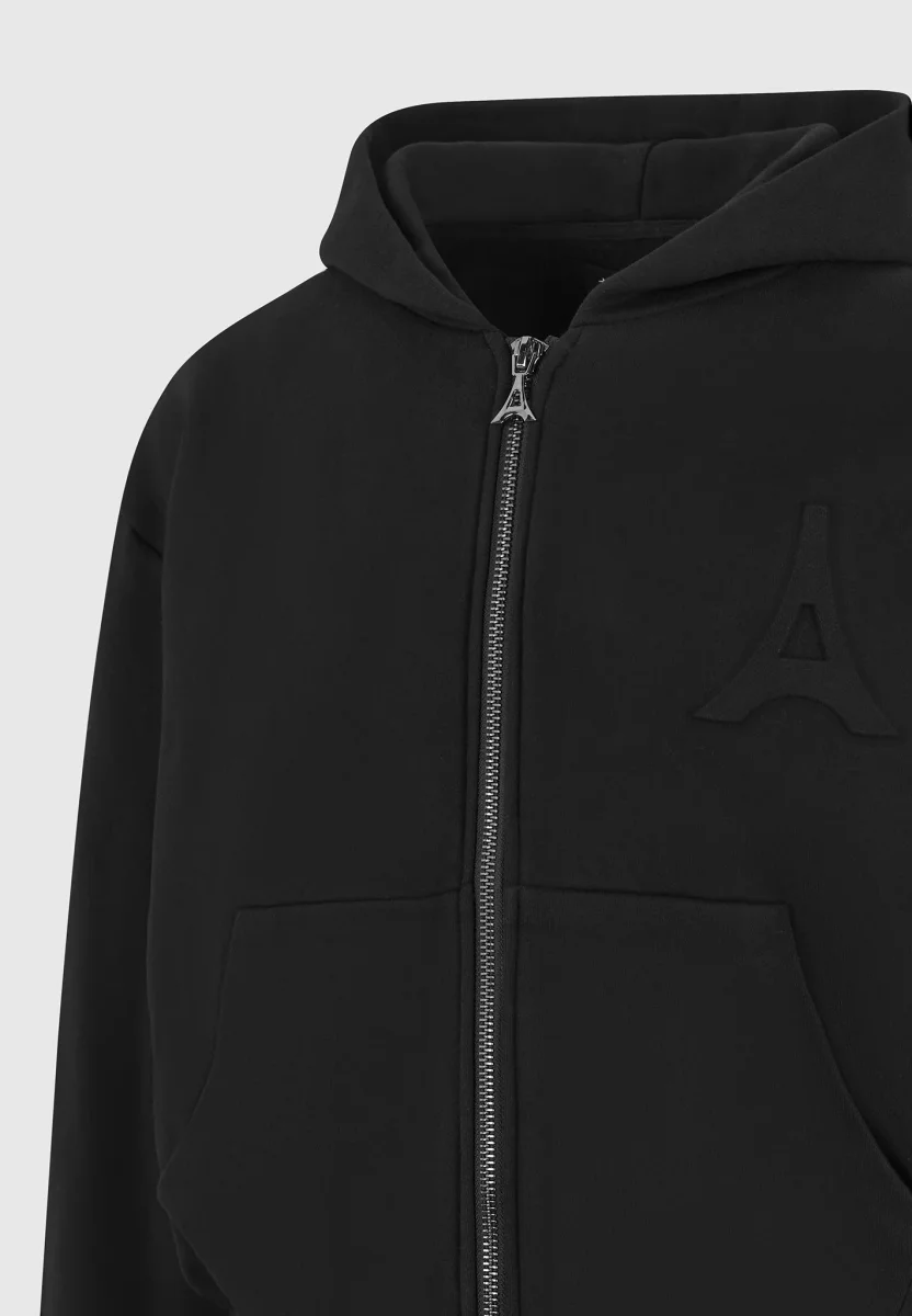 JS006 - Embossed Zip Hoodie - Black - Image 7