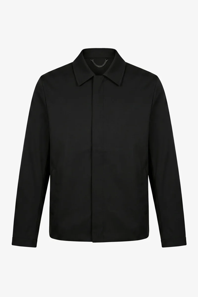 Jaqueta Harrington impermeável preta masculina com gola