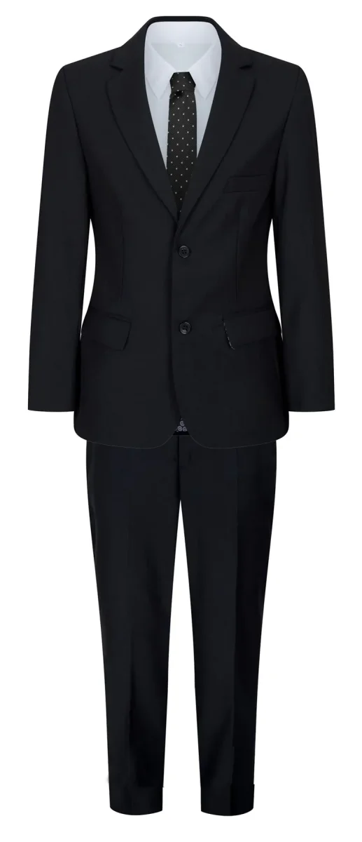 Terno preto de 5 peças para menino: blazer, colete, camisa, gravata e calça para casamento e funeral. - Image 3