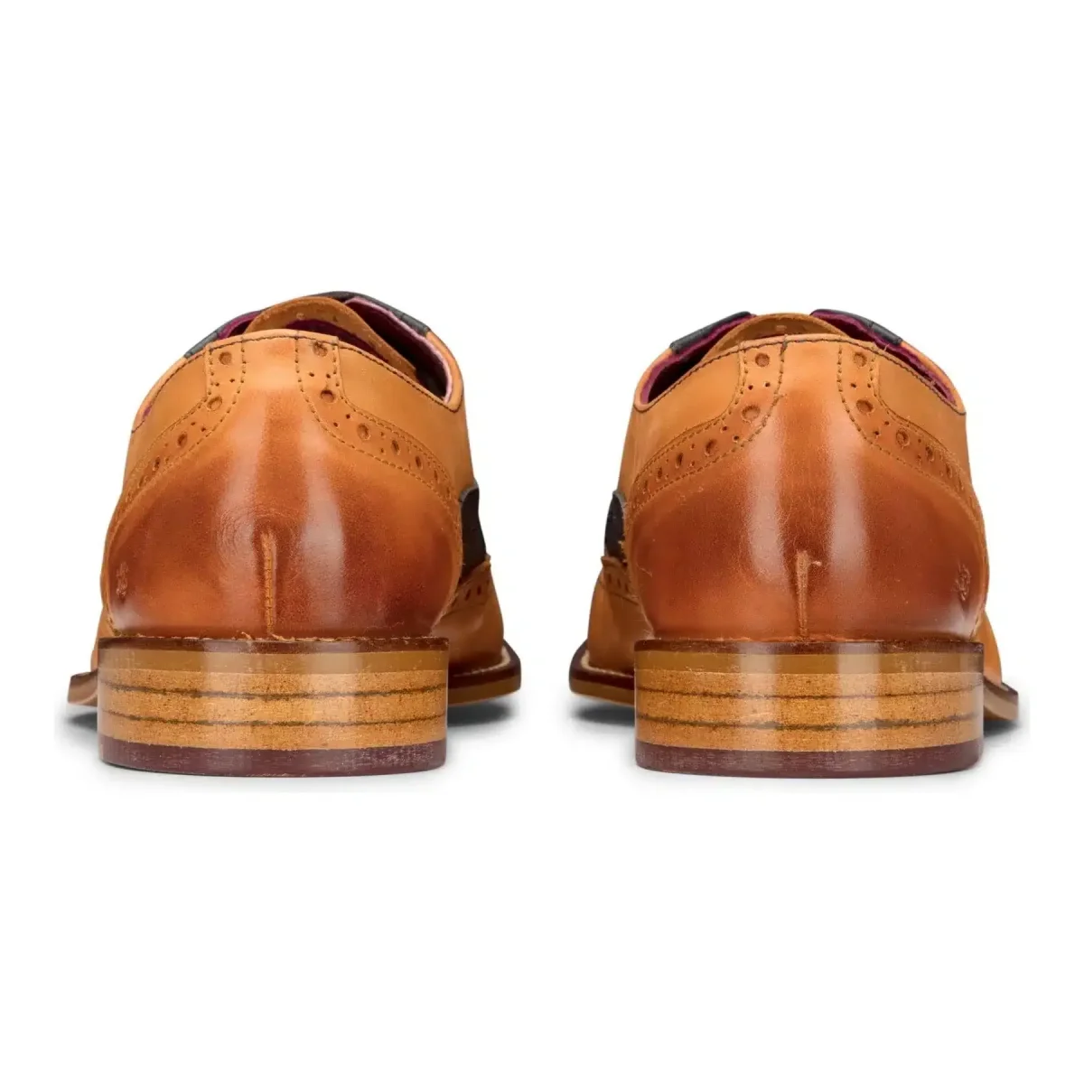 Sapatos Brogue masculinos em tons de bege, azul marinho, marrom e vermelho, com cadarço, estilo clássico vintage, para ocasiões formais, em couro legítimo. - Image 4