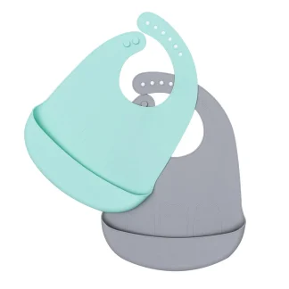 2 Babetes de Silicone Catchie - Menta e Cinza