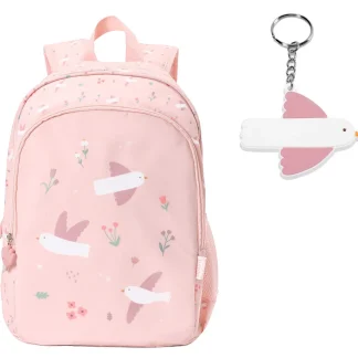 Mochila Escolar Média com Porta-Chaves - Blossom Birds