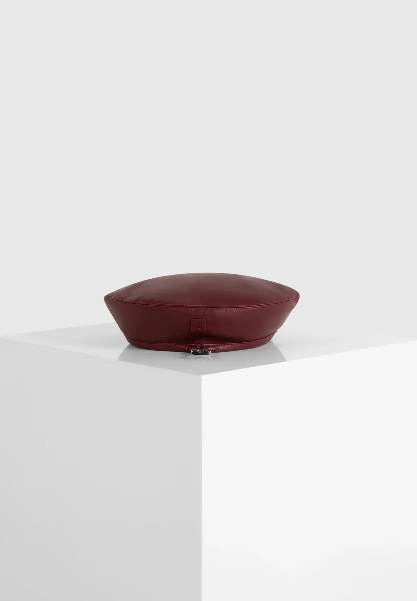 Anya - Leather Beret - Wine Red - Image 3