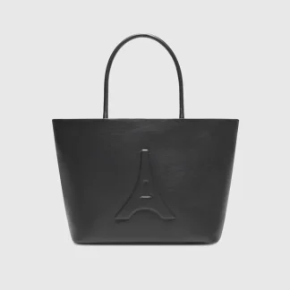 Leather Eiffel Tote Bag - Black