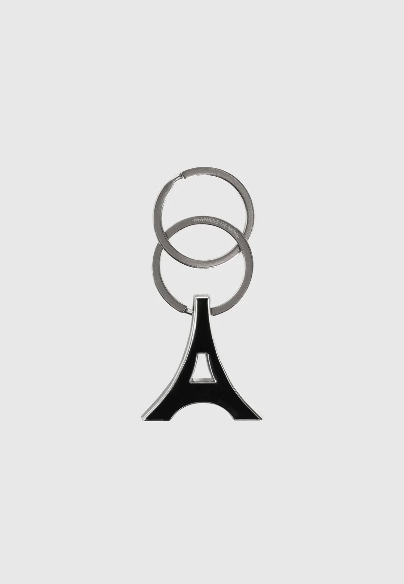 Eiffel Enamel Key Ring - Black/Silver - Image 3