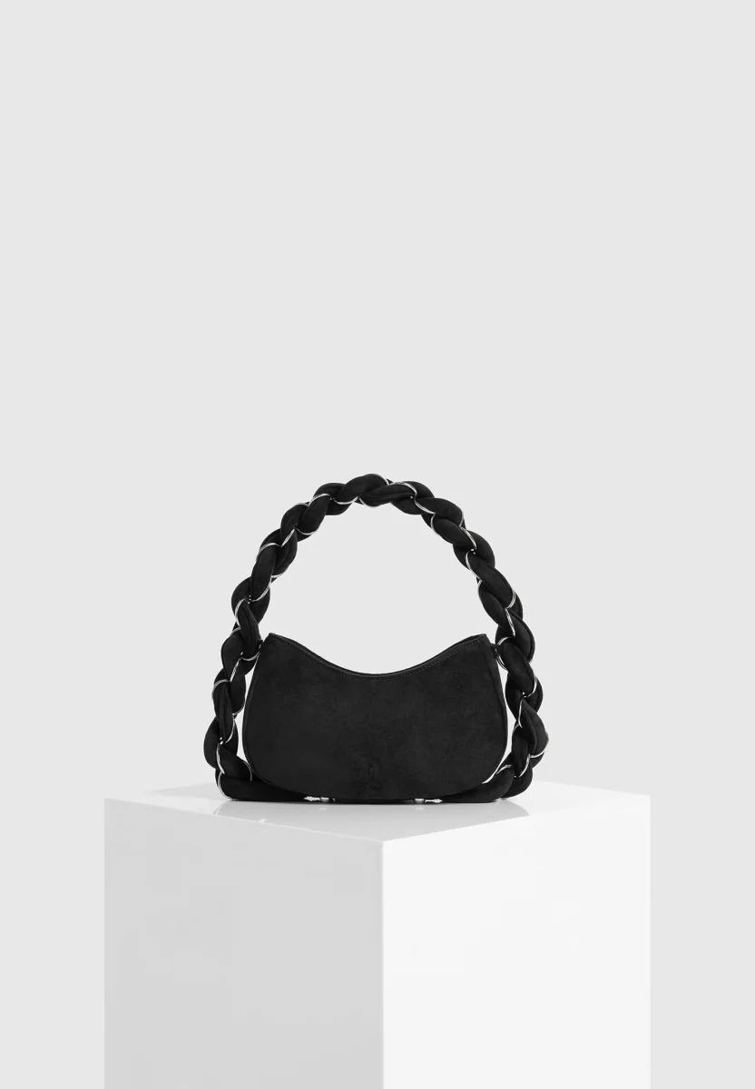 Somme - Suede Handbag - Black/Silver