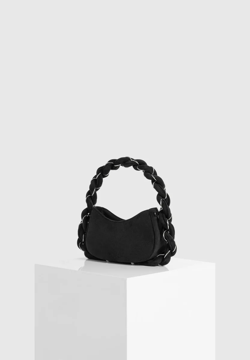 Somme - Suede Handbag - Black/Silver - Image 5