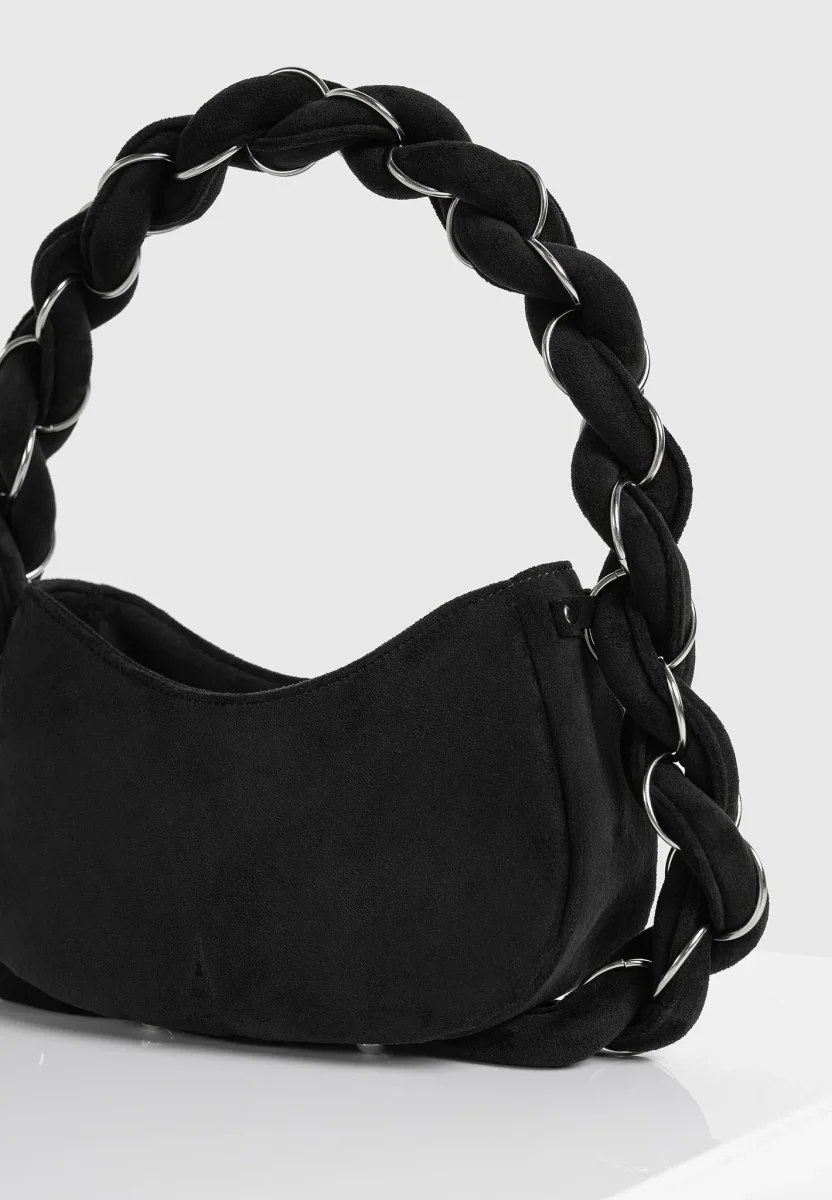 Somme - Suede Handbag - Black/Silver - Image 4
