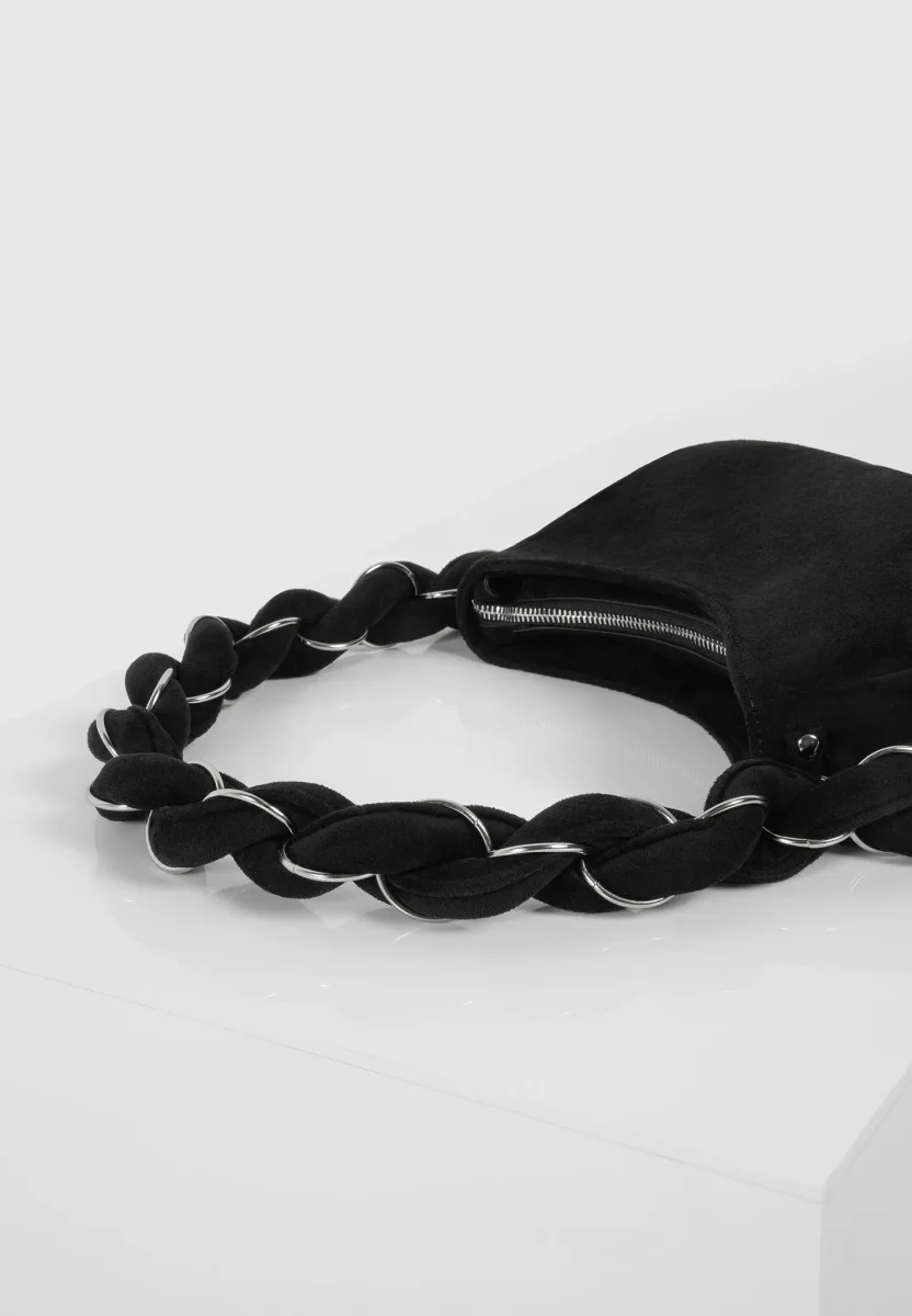 Somme - Suede Handbag - Black/Silver - Image 6