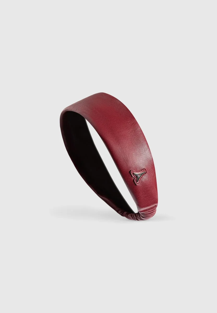Lilou - Leather Eiffel Headband - Wine Red - Image 3
