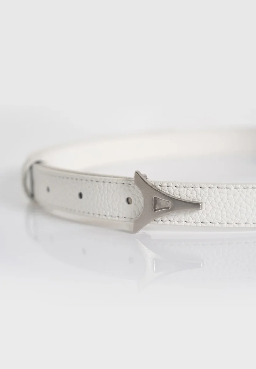 Leonie - Eiffel Slim Leather Belt - White - Image 5