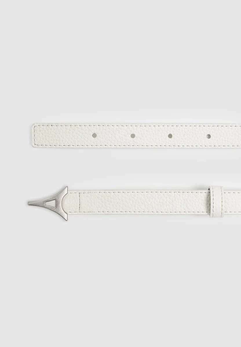 Leonie - Eiffel Slim Leather Belt - White - Image 2