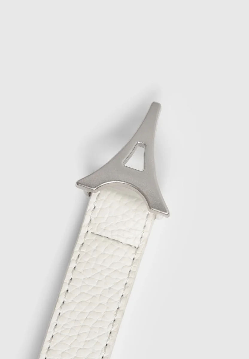 Leonie - Eiffel Slim Leather Belt - White - Image 6