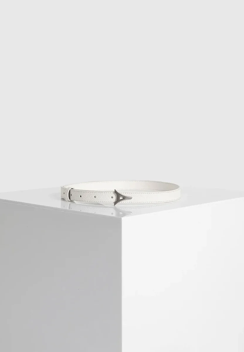 Leonie - Eiffel Slim Leather Belt - White - Image 4