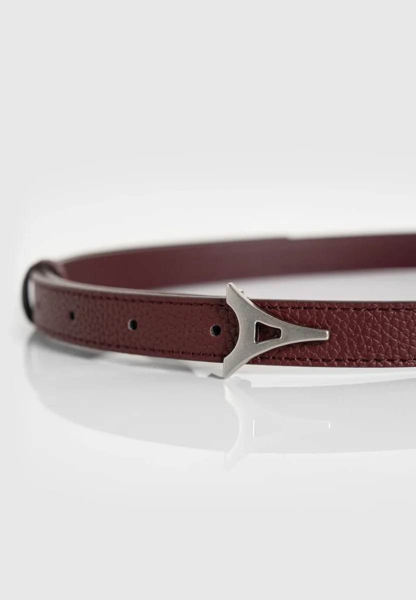 Leonie - Eiffel Slim Leather Belt - Red - Image 5