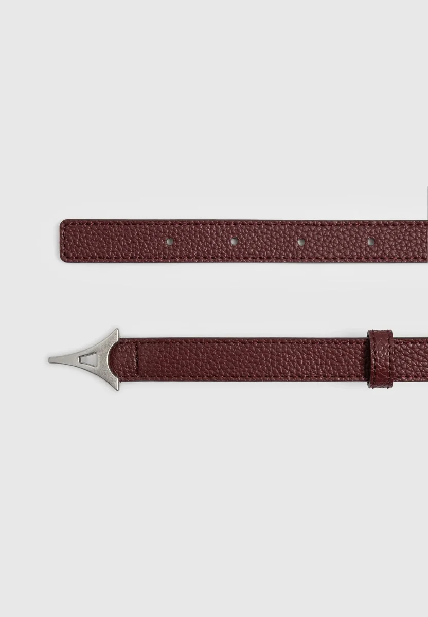 Leonie - Eiffel Slim Leather Belt - Red - Image 2