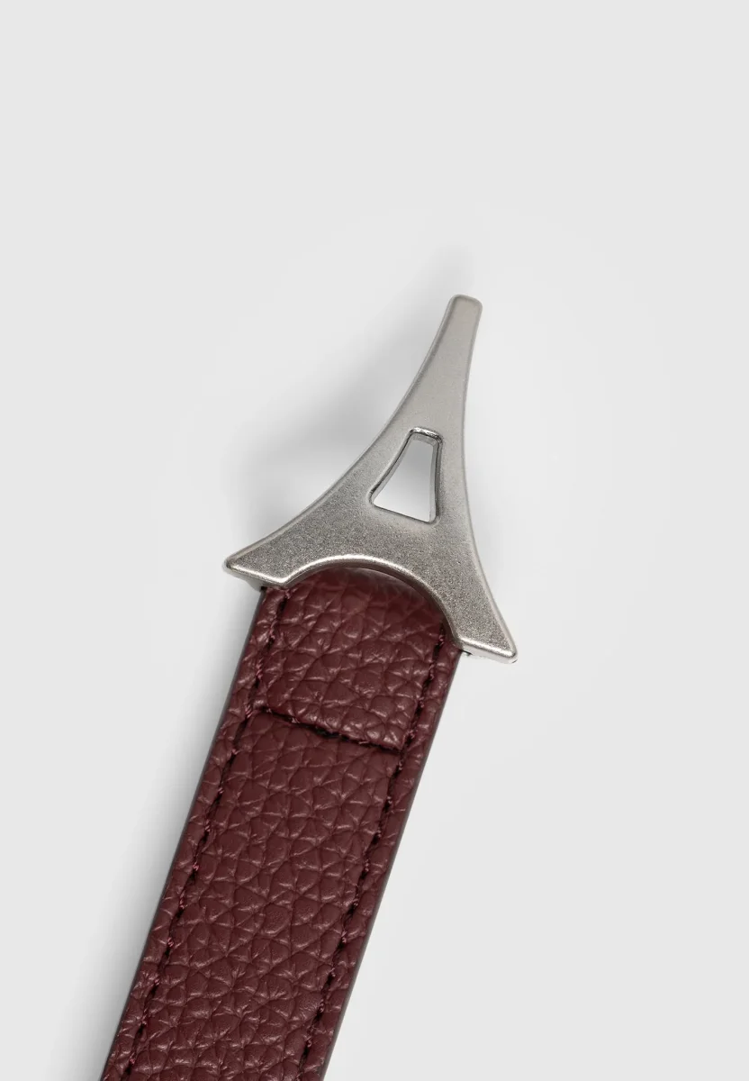 Leonie - Eiffel Slim Leather Belt - Red - Image 6