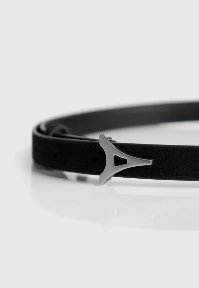 Leonie - Eiffel Slim Suede Belt - Black/Silver - Image 5