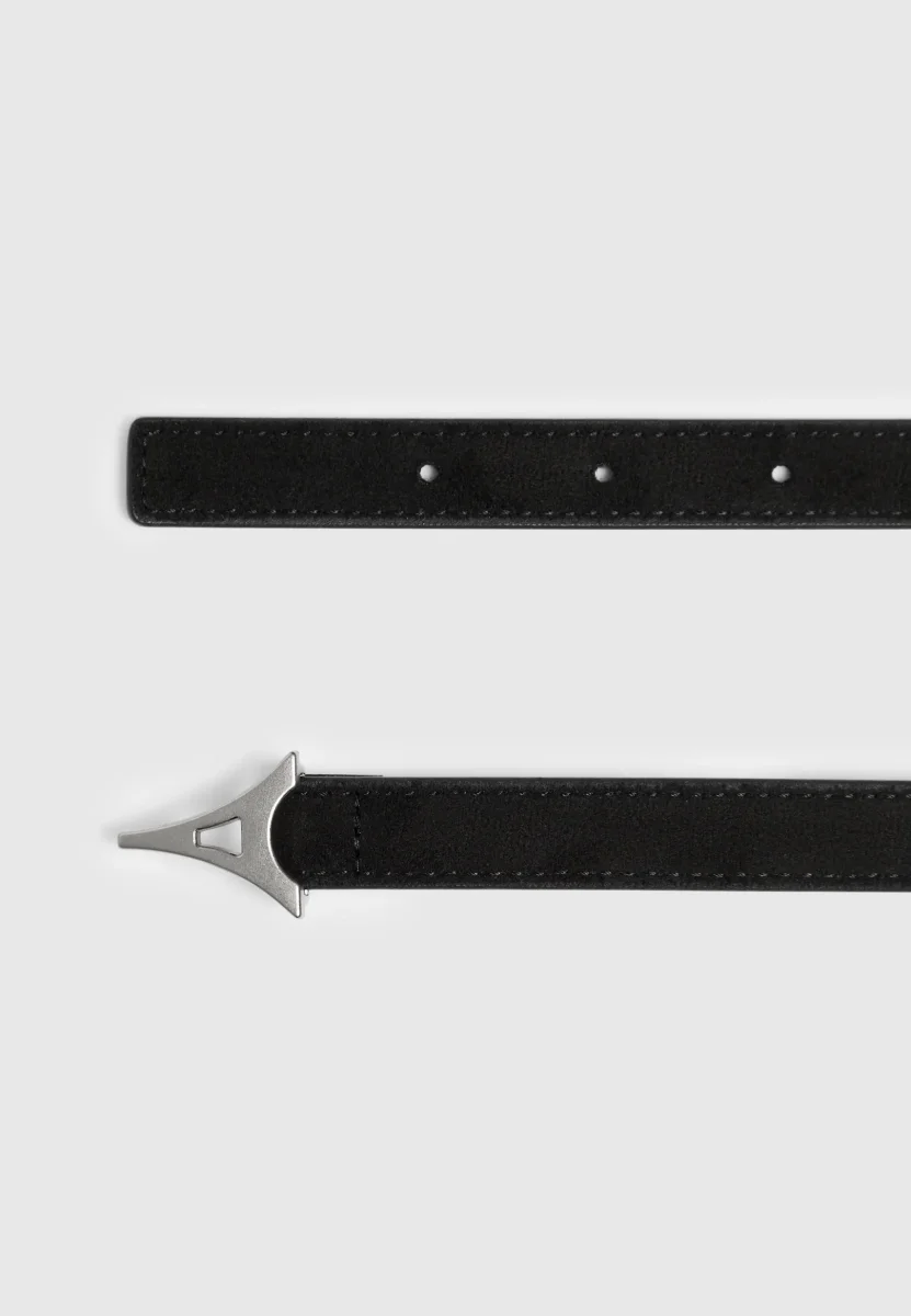 Leonie - Eiffel Slim Suede Belt - Black/Silver