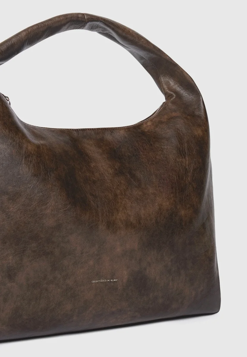 Aubin - Vintage Leather Hobo Bag - Brown - Image 5