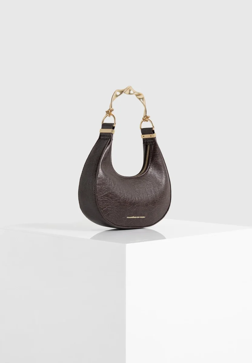 Sadie - Sculpted Leather Crescent Bag - Brown - Image 6