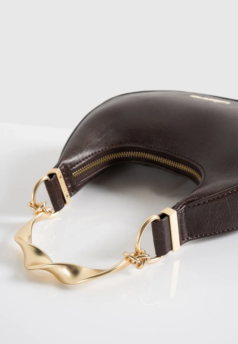 Sadie - Sculpted Leather Crescent Bag - Brown - Image 7