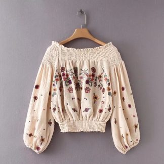 Blusa Cropped Bordada Manga Longa Rush