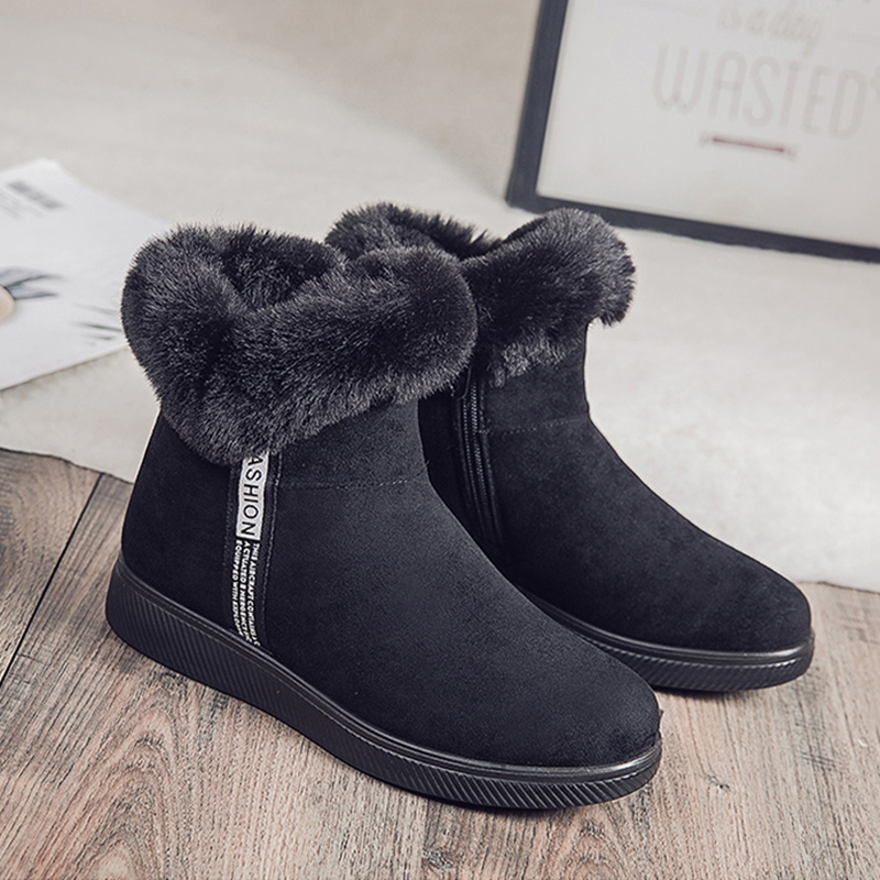 Bota Feminina Boot Casual Inverno Forrada Preta