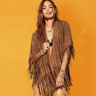 Casaco Feminino Folk com Franjas
