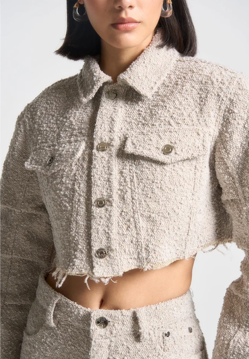 Catherine - Cropped Boucle Jacket - Beige - Image 4