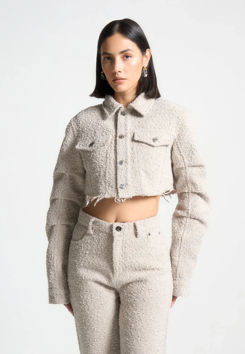 Catherine - Cropped Boucle Jacket - Beige