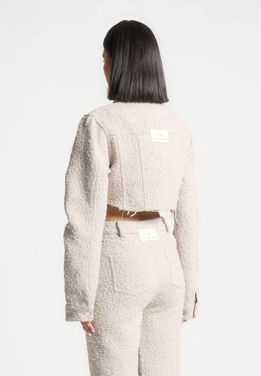 Catherine - Cropped Boucle Jacket - Beige - Image 5