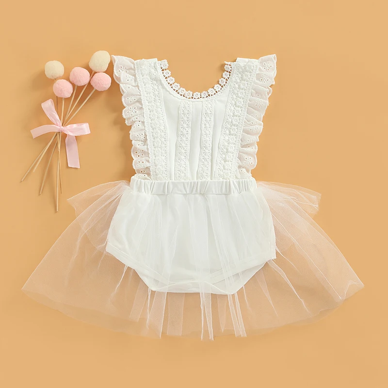 Body Vestido para Bebê em Malha de Algodão com Renda e Tule - Image 5