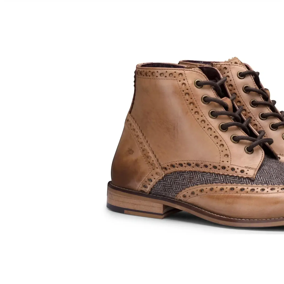 Botas masculinas vintage em couro legítimo, estilo brogue, anos 1920, em camurça e tweed, com cadarço, elegantes e formais. - Image 4