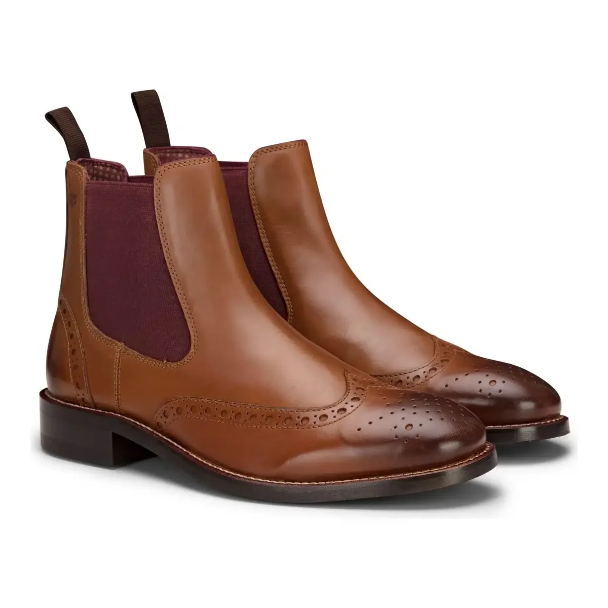 Botas Brogue masculinas de couro legítimo, estilo clássico, marrom e bege, para ocasiões formais e elegantes, estilo Londres. - Image 4